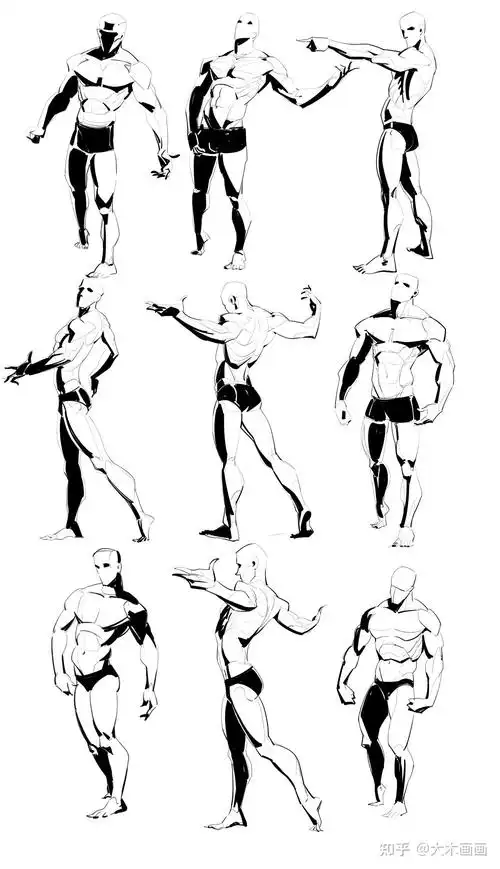 一组男性肌肉动态速写打卡