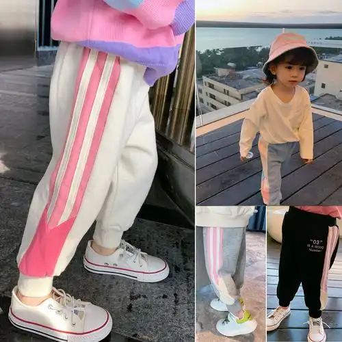 香港靓妞女童裤子春秋宝宝儿童运动裤外穿纯棉传说中的幼儿园神裤