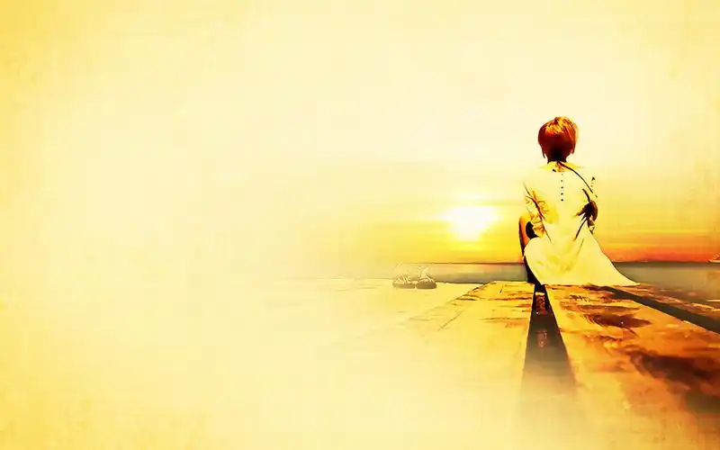 夕阳,我等你电脑桌面壁纸