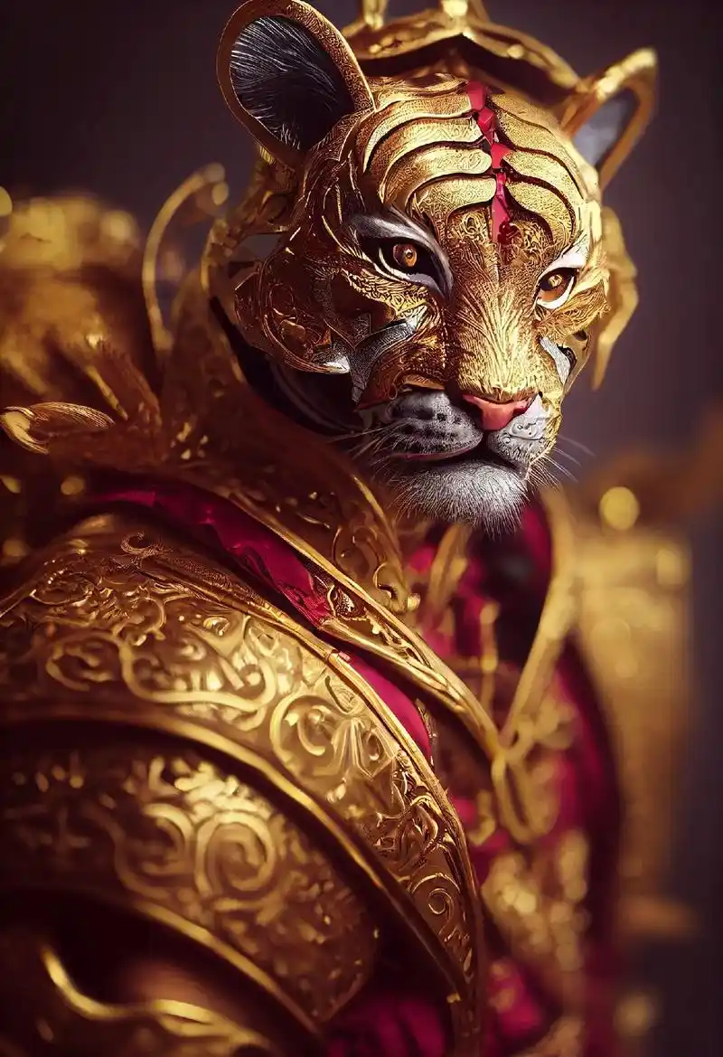 中国风黄金虎,十二生肖铠甲虎系列.系列为正面肖像,精美铠甲, - 抖音