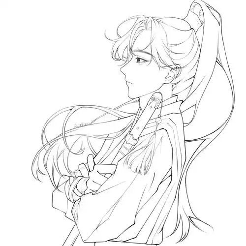 就跟着飞飞画了#画画 #古风头像  #线稿练习  #luffypig团练