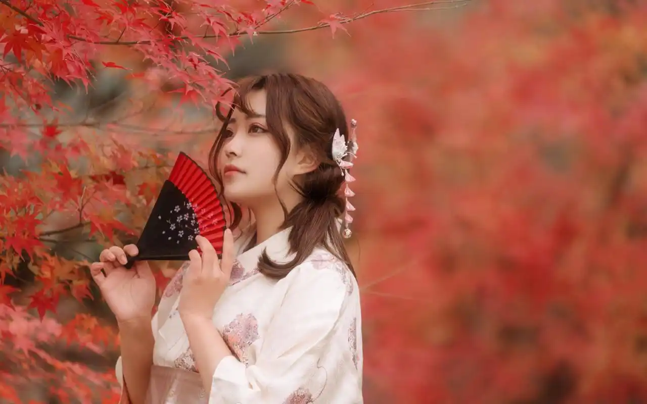 唯美和服古风美女高清桌面壁纸