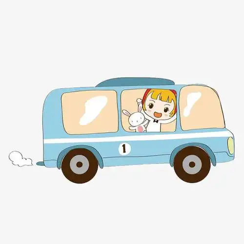 卡通少女坐公交