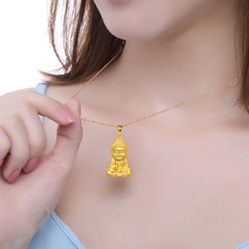 蹲坐叨念佛经金佛吊坠挂项坠女如是自在幸福自来吉祥物如来佛吊坠