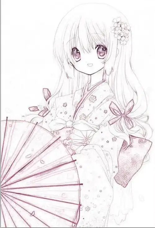 动漫人物图片变素描