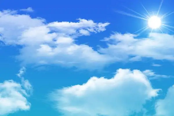 蓝天白云云朵晴朗天空太阳免抠素材