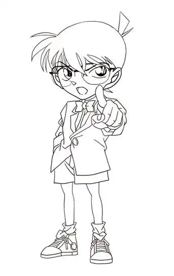 求柯南人物的黑白图片