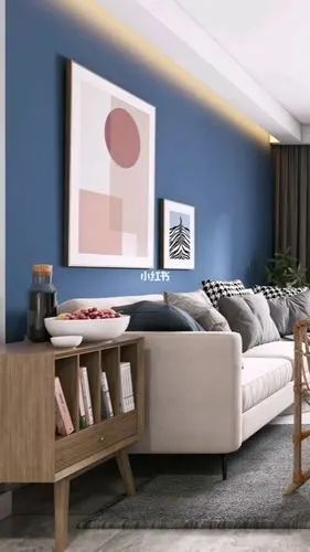 调色乳胶漆沙发背景墙原木软装搭配