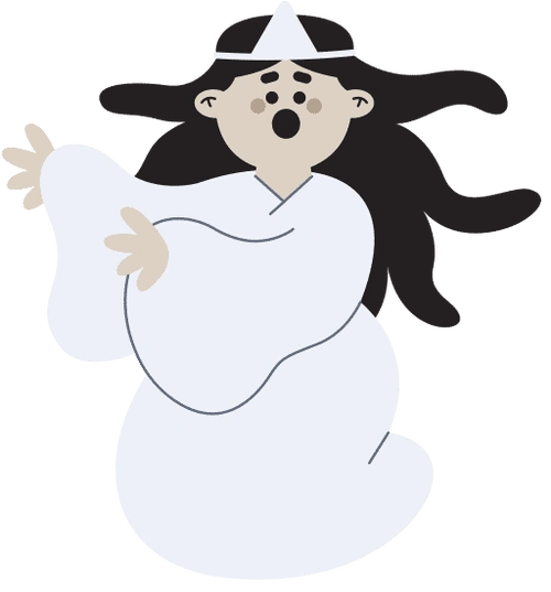 卡通万圣节cosplay儿童装扮插画元素女鬼