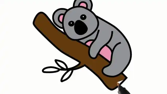 幼儿简笔画画法画一只趴在树上的卡通考拉简笔画