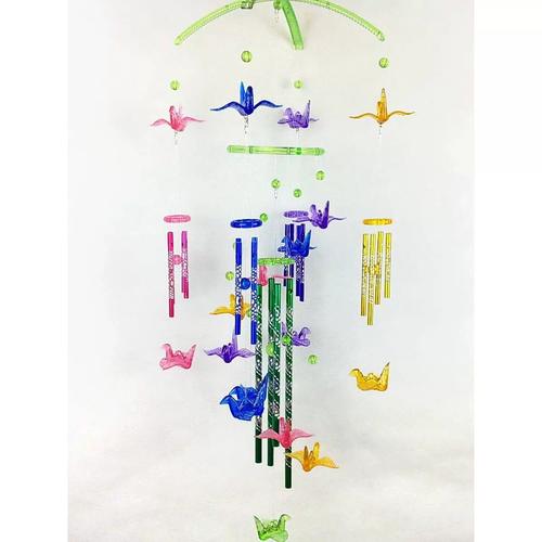 创意紫色千纸鹤风铃挂饰金属日式门饰儿童卧室装饰挂件铃铛女生