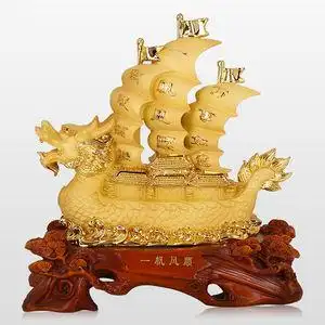 祺匠屋一帆风顺摆件沙金龙船大号礼物老板桌前台店铺开业乔迁商务