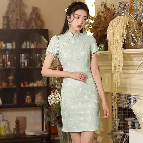 改良小个子蕾丝旗袍,女装连衣裙,凯文服饰