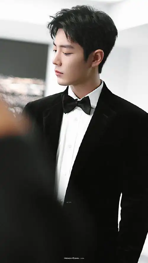 肖战##肖战黑色西装领结造型库存照