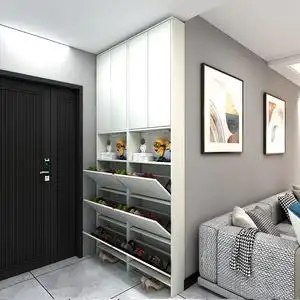 门口鞋柜家用翻斗玄关柜一体可坐小户型进门收纳极窄超薄鞋柜定制