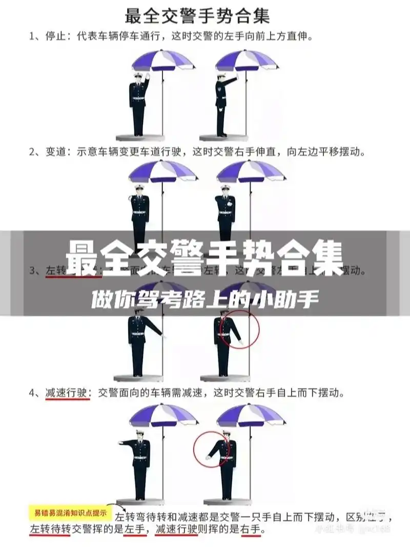干货‖最全交警手势合集 #驾考科目一 干货‖最全交警手势合集
