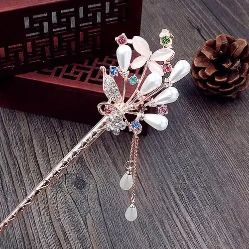 步摇发簪复古风配饰发饰流苏韩国古典簪子发钗盘发头饰钗子簪子_7折