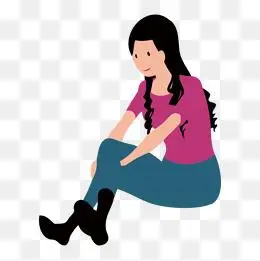 坐着的卡通美女人物