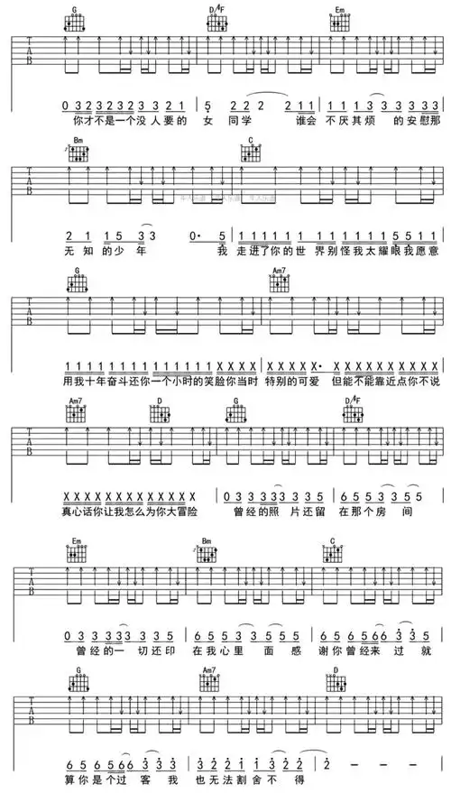 ayo97周思涵感谢你曾经来过吉他谱c调吉他弹唱谱