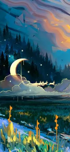 创意风景绘画(2340x1080)手机壁纸