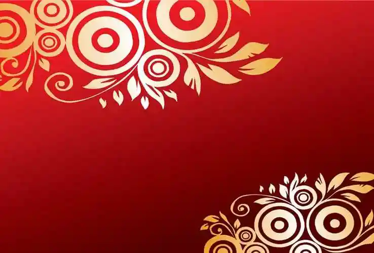 22张漂亮喜庆金色花边花朵红色背景ppt模板ppt