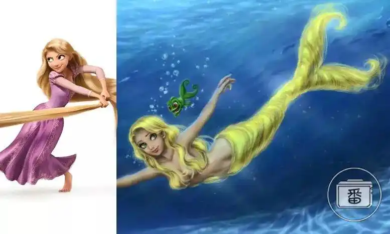 当迪士尼公主们变成美人鱼花木兰变成锦鲤艾莎很委屈