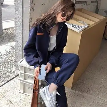 春秋大码女装宽松休闲时尚运动服两件套洋气显瘦胖mm套装200斤300