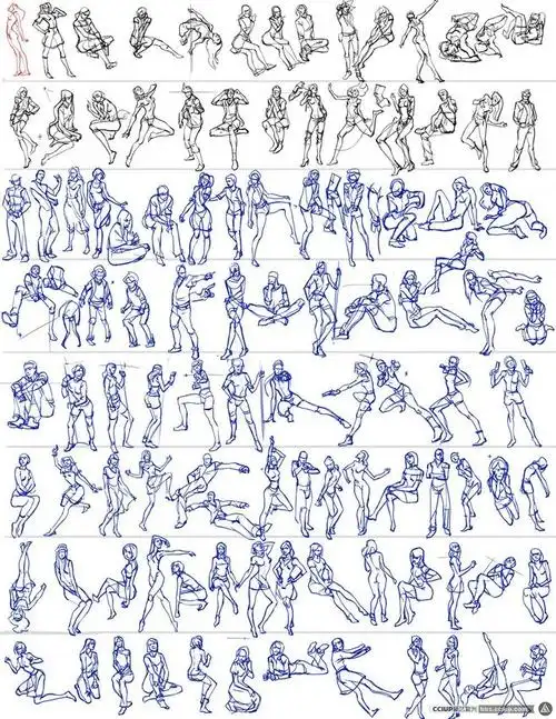 6800个人物姿势图结构素材 动态绘画 手绘小图 | cciup