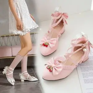 儿童包头单鞋2022春秋小女孩高跟鞋女童演出中大童洛丽塔公主鞋