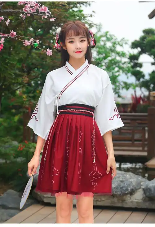 改良汉服女中国风古装套装汉元素日常民族服饰高中民国学生夏天装女