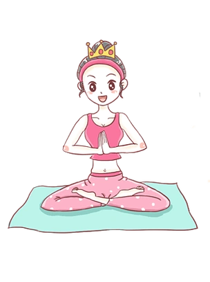 减肥瘦身练瑜伽手绘卡通元素