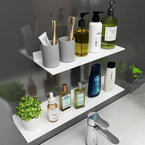 置物架墙面卫生间镜前置物架铝免洗脸池洗漱台化妆品收纳架墙上热