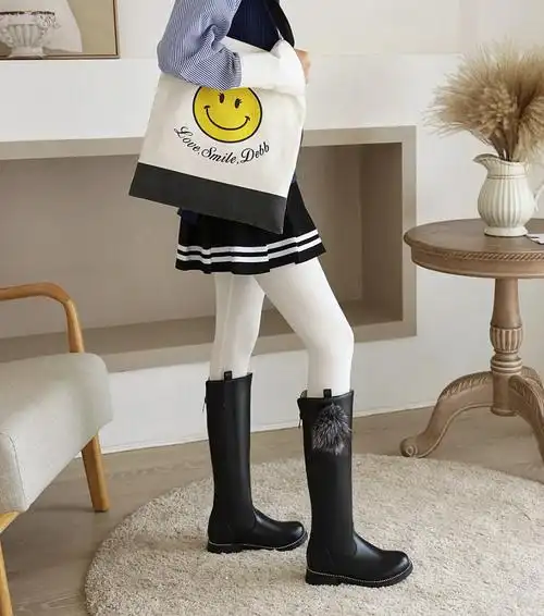 小女孩儿童长筒靴女童长靴子春秋新款公主时装高筒靴骑士靴单靴加绒