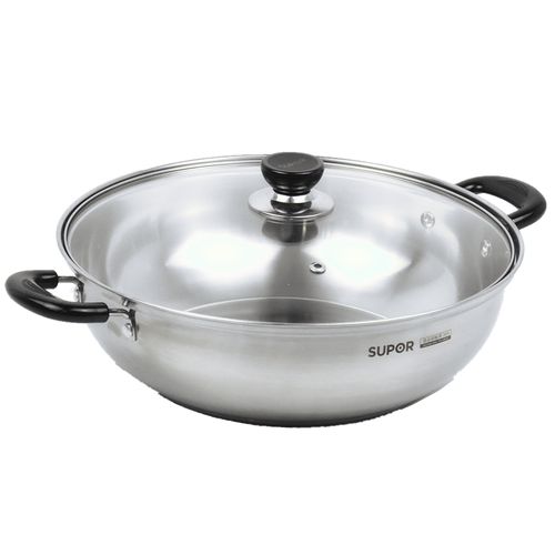 苏泊尔304不锈钢多用锅汤锅煮锅盆30cm电磁炉燃气火锅涮锅st30b5