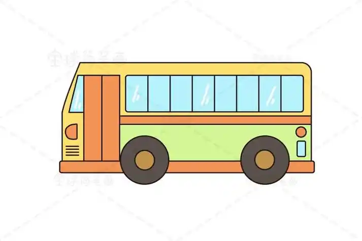 公交车卡通简笔画彩色