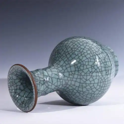 景德镇陶瓷器仿古官窑开片裂纹青釉花瓶古典现代家饰品客厅摆件