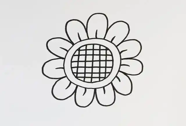 画太阳花的简笔画-彩色的向日葵 简笔画教程简笔画94精致的卡通向日葵