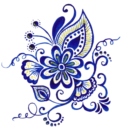 手绘蓝色花纹图片