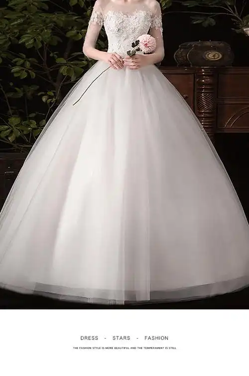 热卖婚纱礼服简约娘结婚韩式齐地公主显瘦蕾丝礼服女 c30 xl