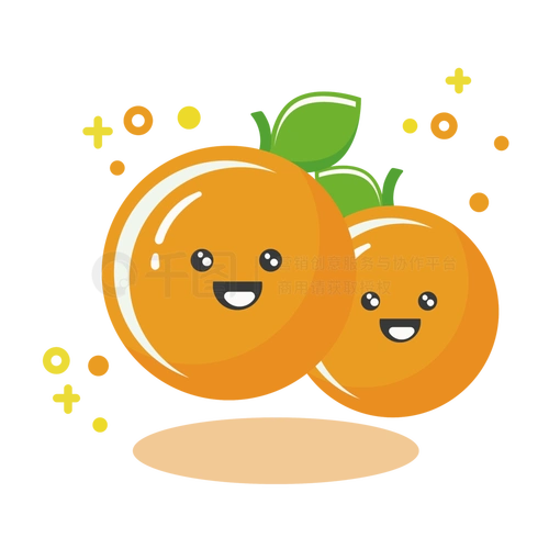 暖色调夏日清凉金桔扁平化图案卡通水果矢量图无限模板免费下载_ai