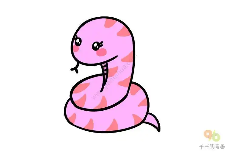 小蛇简笔画卡通彩色
