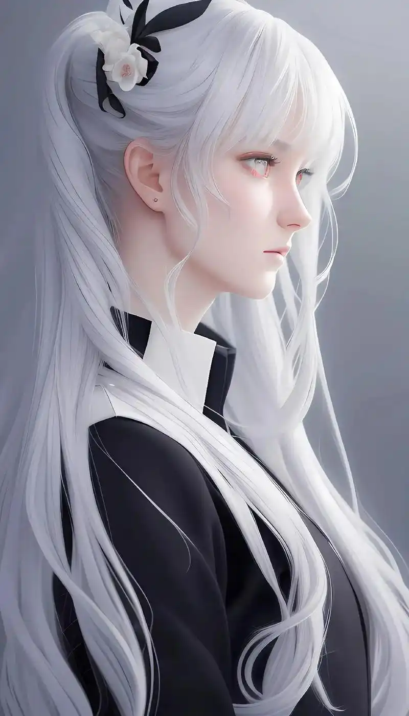 白发女孩高傲的二次元女孩