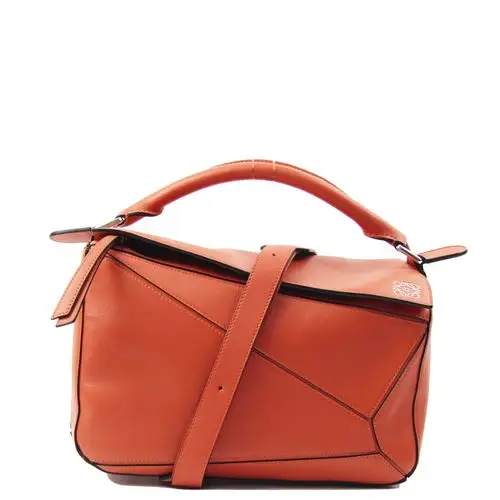 [99新]loewe罗意威橘色牛皮新款女士手提单肩包