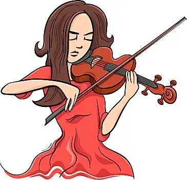 女人,演奏,小提琴,插画,卡通,小提琴手,美女,器具