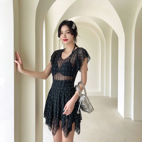 耐浪旗舰店的优惠券大全—女士泳衣夏遮肚裙子吊带比基尼蕾丝平角微胖