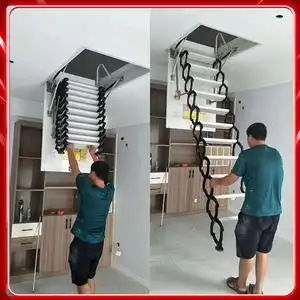 折叠梯子伸缩梯家用升降电动梯子直梯阁楼二层室内多功能加厚梯子