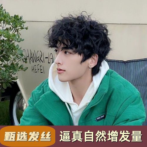 假男短发时尚气质港风复古帅气羊毛卷短卷发自然逼真锡纸烫男发型