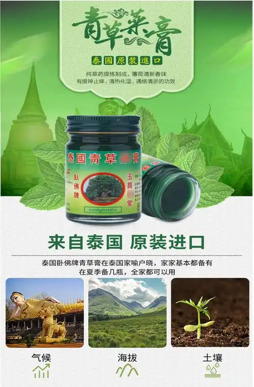 泰国玉菩药堂卧佛牌青草药膏中小样 - 聚美极速免税店,正品保证,人民