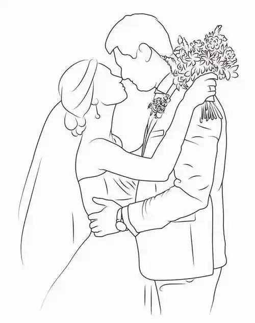 "婚纱照手绘线稿
