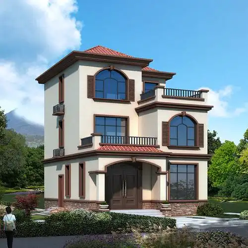 三层半中式别墅  造价26万左右 新农村自建房设计图纸大全